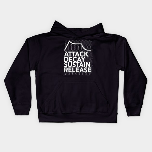 Attack, Decay, Sustain, Release Glitch Synthesizer Kids Hoodie by DankFutura